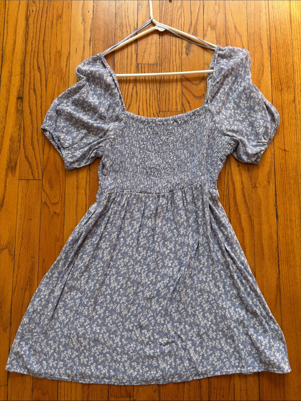 Blue Floral Smocked Dress
